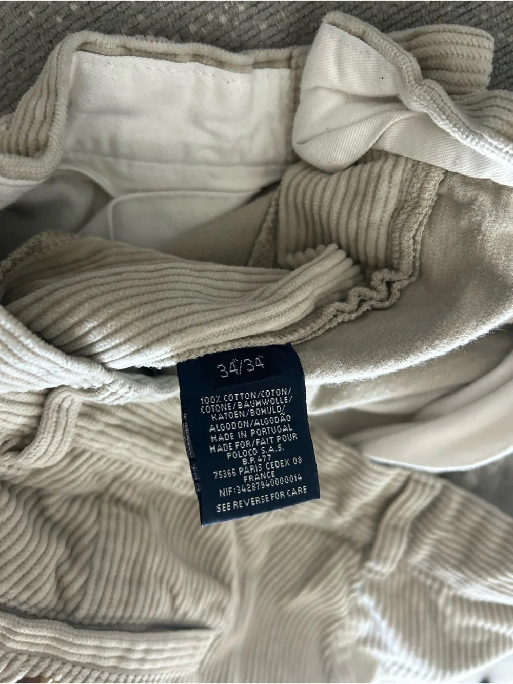 Vintage Polo Ralph Lauren Corduroy Pants Men’s Size 34/34 Beige